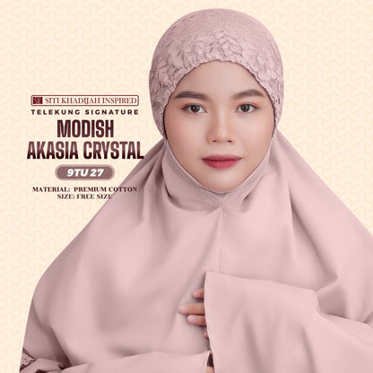 Telekung Siti Khadijah Inspired Modish Akasia Crystal Collection - Free Wovenbag