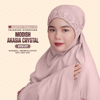 Telekung Siti Khadijah Inspired Modish Akasia Crystal Collection - Free Wovenbag