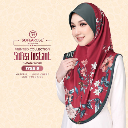 Sofea Rose Printed Swarovski Instant Sarung