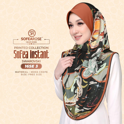 Sofea Rose Printed Swarovski Instant Sarung