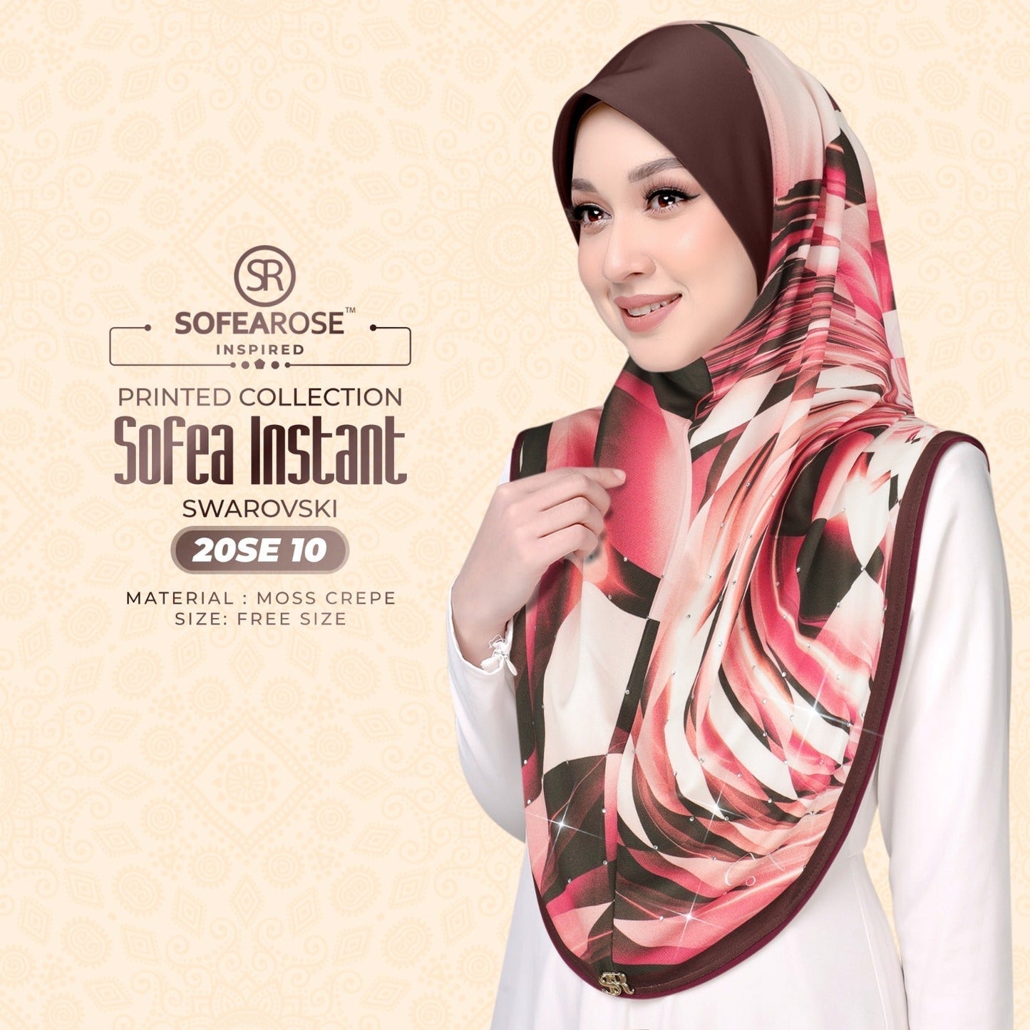 Sofea Rose Printed Swarovski Instant Sarung