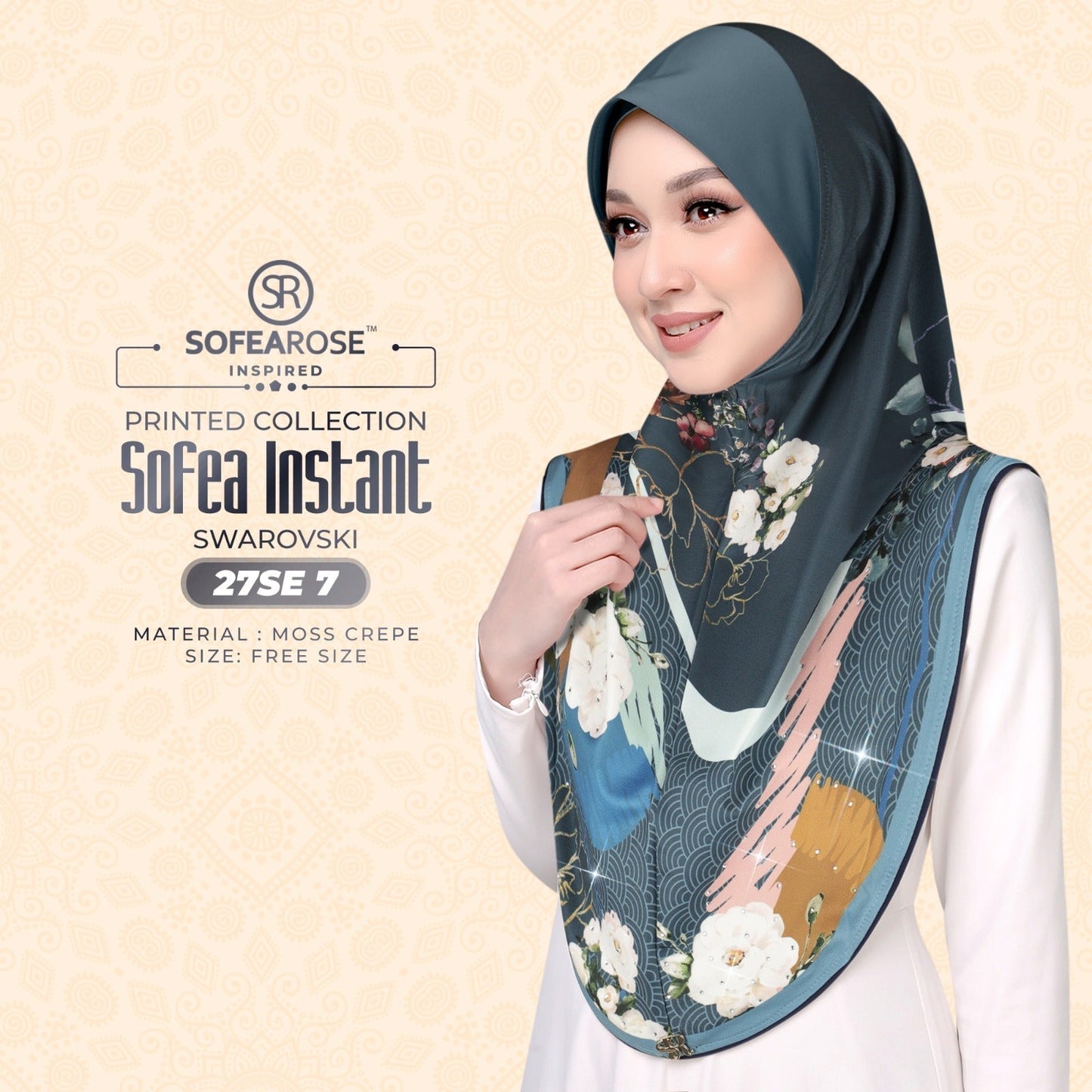 Sofea Rose Printed Swarovski Instant Sarung