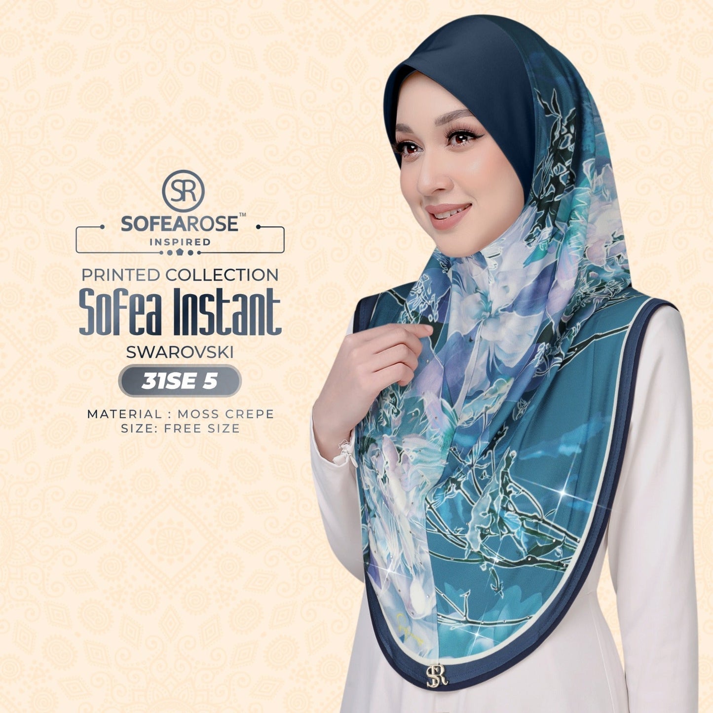 Sofea Rose Printed Swarovski Instant Sarung Collection