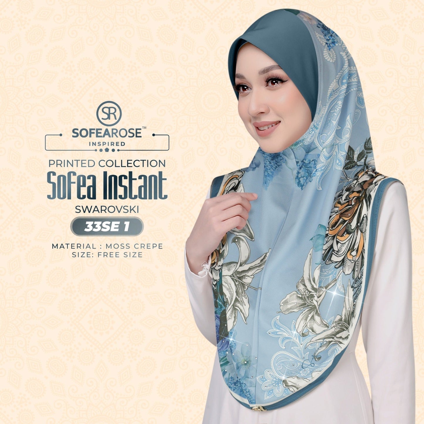 Sofea Rose Printed Swarovski Instant Sarung Collection