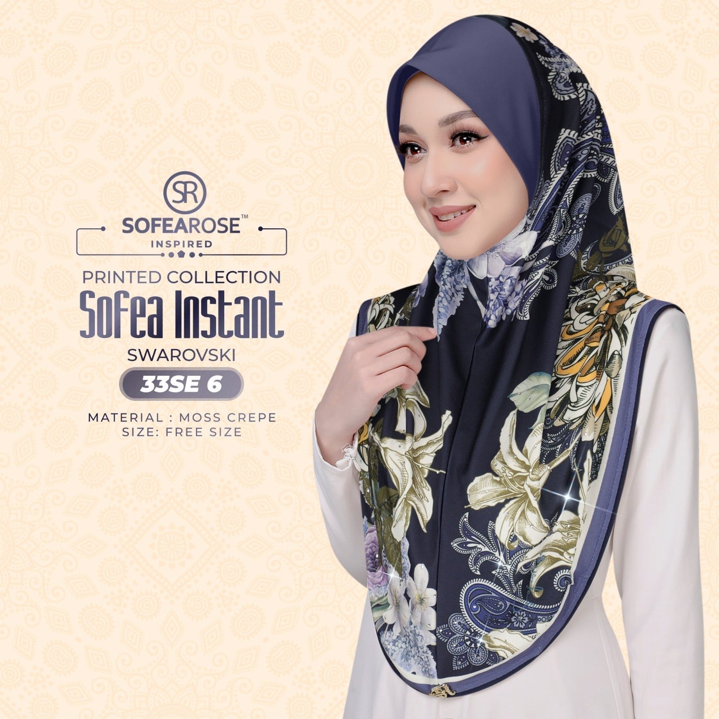 Sofea Rose Printed Swarovski Instant Sarung Collection