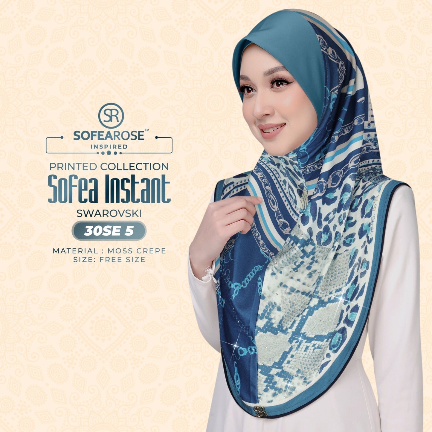 Sofea Rose Printed Swarovski Instant Sarung Collection