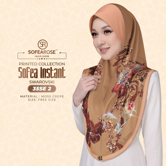 Sofea Rose Printed Swarovski Instant Sarung