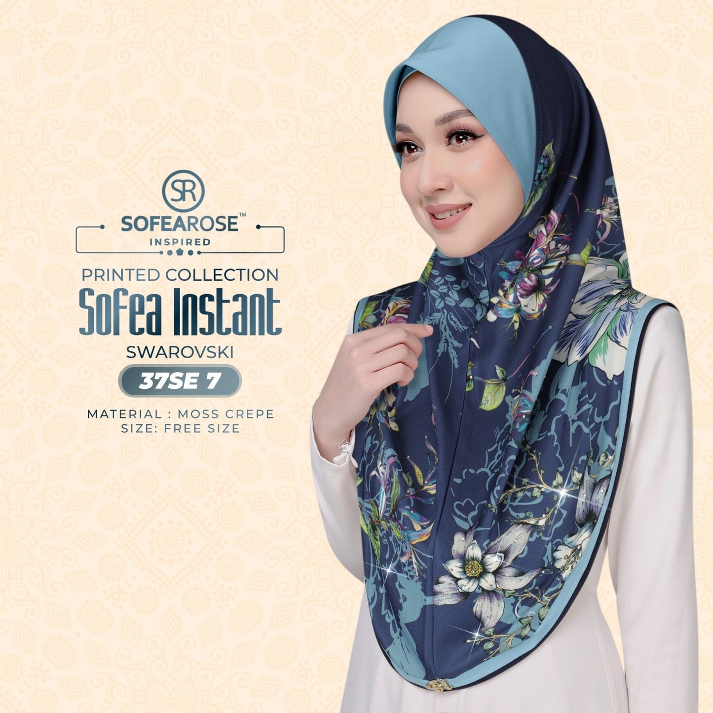 Sofea Rose Printed Swarovski Instant Sarung