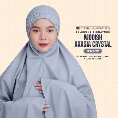 Telekung Siti Khadijah Inspired Modish Akasia Crystal Collection - Free Wovenbag