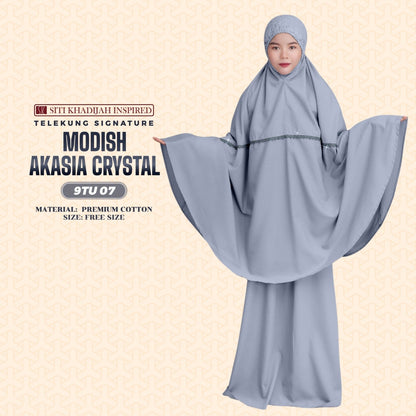 Telekung Siti Khadijah Inspired Modish Akasia Crystal Collection - Free Wovenbag