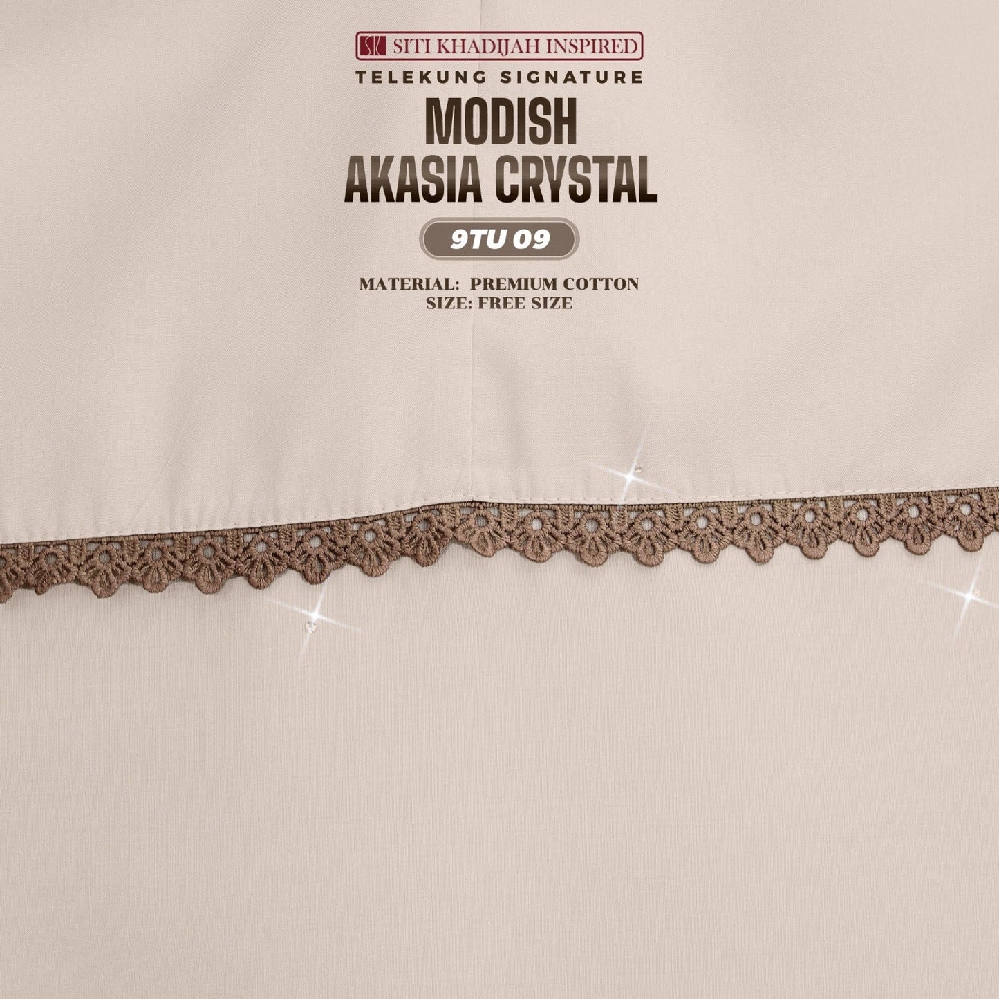 Telekung Siti Khadijah Inspired Modish Akasia Crystal Collection - Free Wovenbag