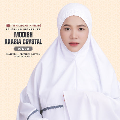 Telekung Siti Khadijah Inspired Modish Akasia Crystal Collection - Free Wovenbag