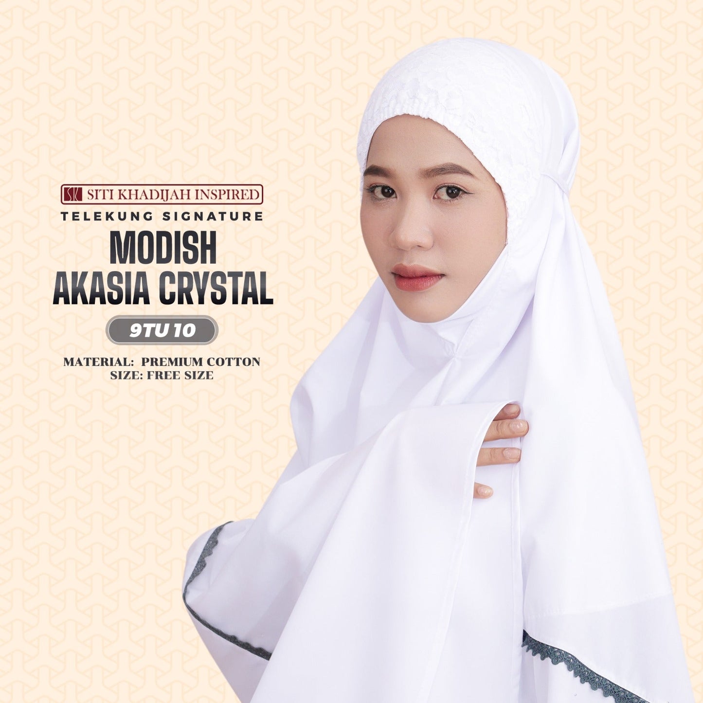 Telekung Siti Khadijah Inspired Modish Akasia Crystal Collection - Free Wovenbag