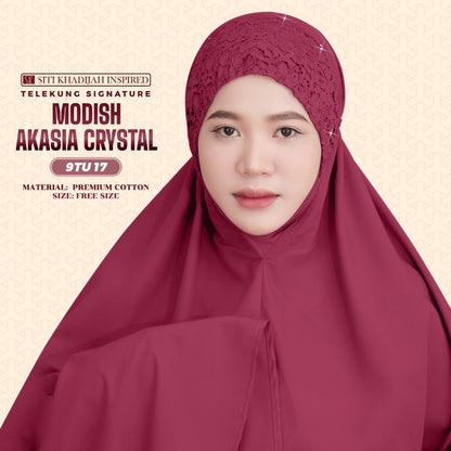 Telekung Siti Khadijah Inspired Modish Akasia Crystal Collection - Free Wovenbag