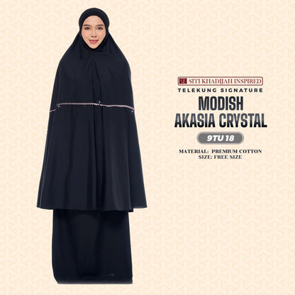 Telekung Siti Khadijah Inspired Modish Akasia Crystal Collection - Free Wovenbag