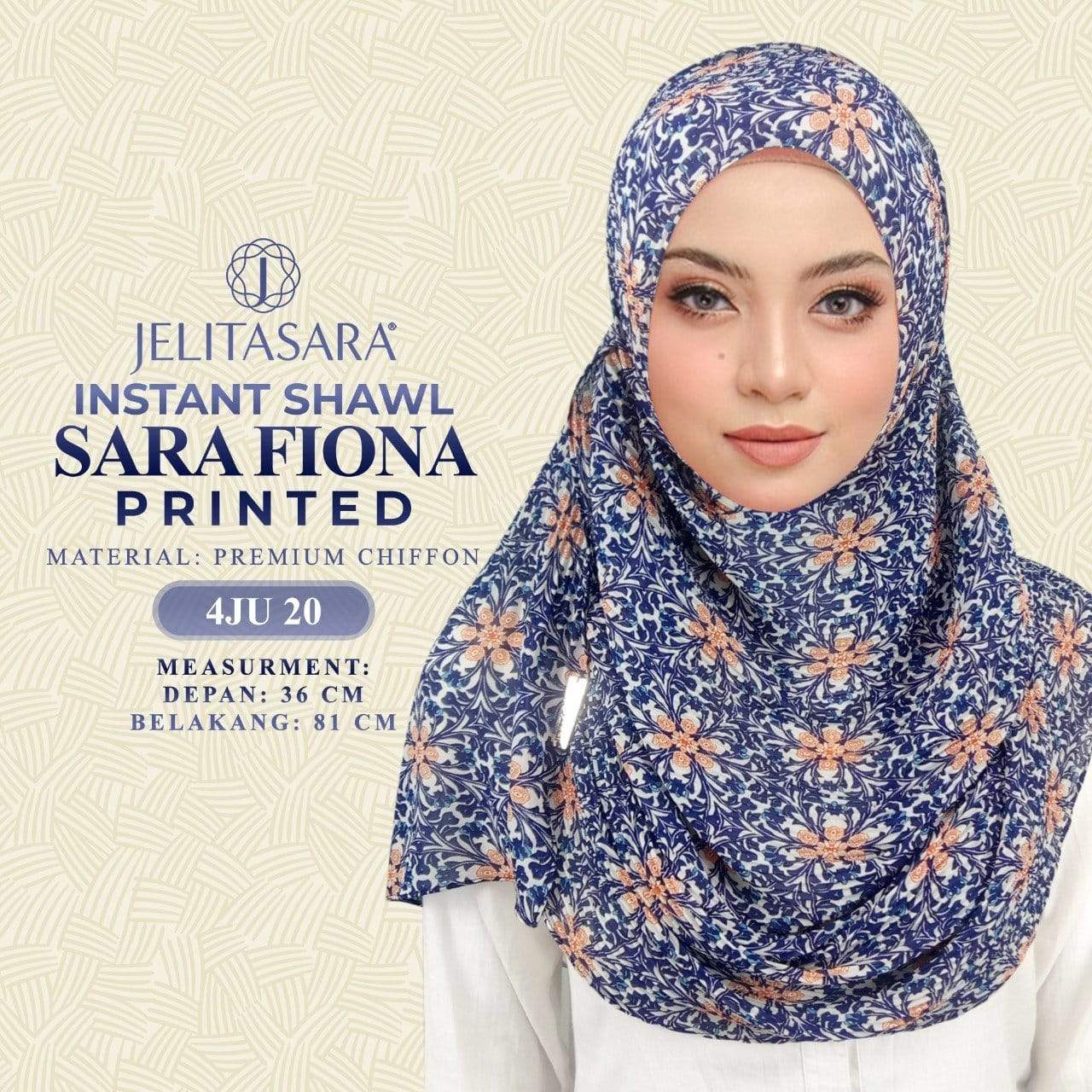 Jelitasara Sara Fiona Printed - Pleated Instant Collection RM12